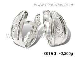 Kolczyki srebrne z cyrkoniami matowane biżuteria srebrna - 881ag - 1