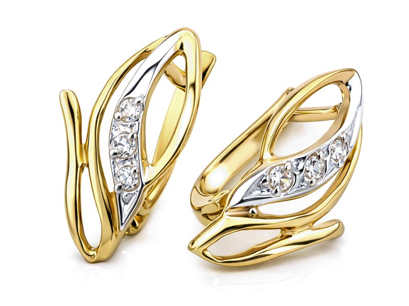 Złote kolczyki żółte złoto z cyrkoniami - 8836