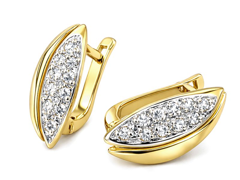 Złote kolczyki żółte złoto z cyrkoniami - 8840