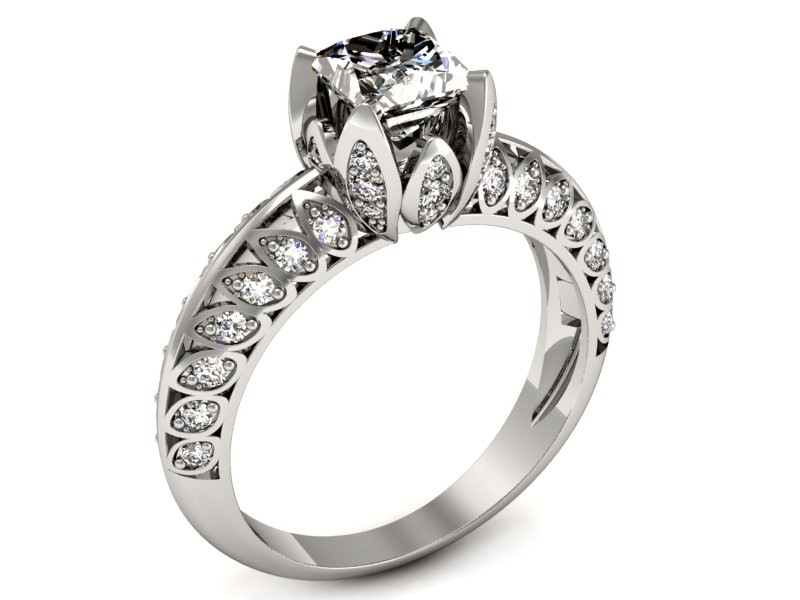 Pierścionek z diamentem i brylantami promocja - 887skW_pro — zdjęcie 3