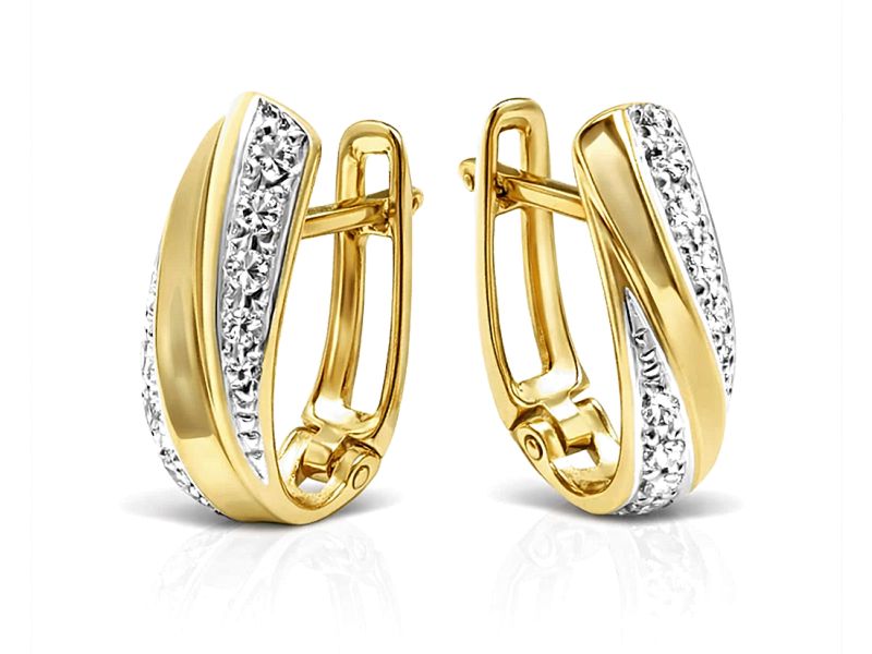 Złote kolczyki z cyrkoniami żółte złoto - 888