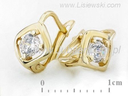 Złote Kolczyki z cyrkoniami żółte złoto proba 585 - 8893- 1