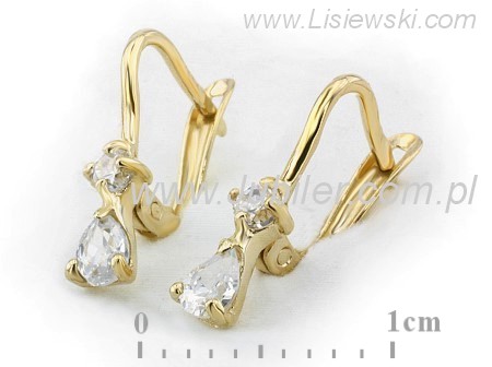 Złote kolczyki z cyrkoniami żółte złoto - 8896 — zdjęcie 2