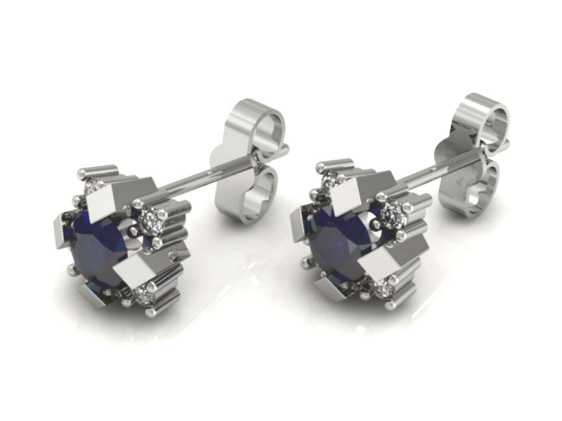 Złote kolczyki z szafirami i brylantami - 8944bsz — zdjęcie 3