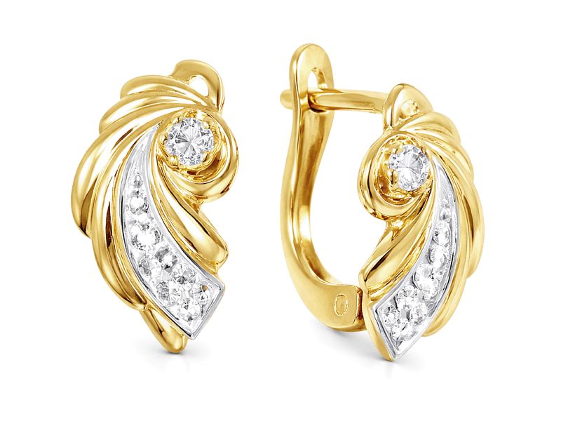 Złote kolczyki z cyrkoniami żółte złoto - 896