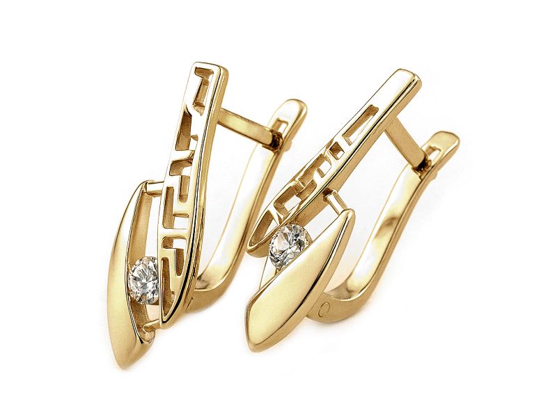 Złote kolczyki z cyrkoniami - 8966