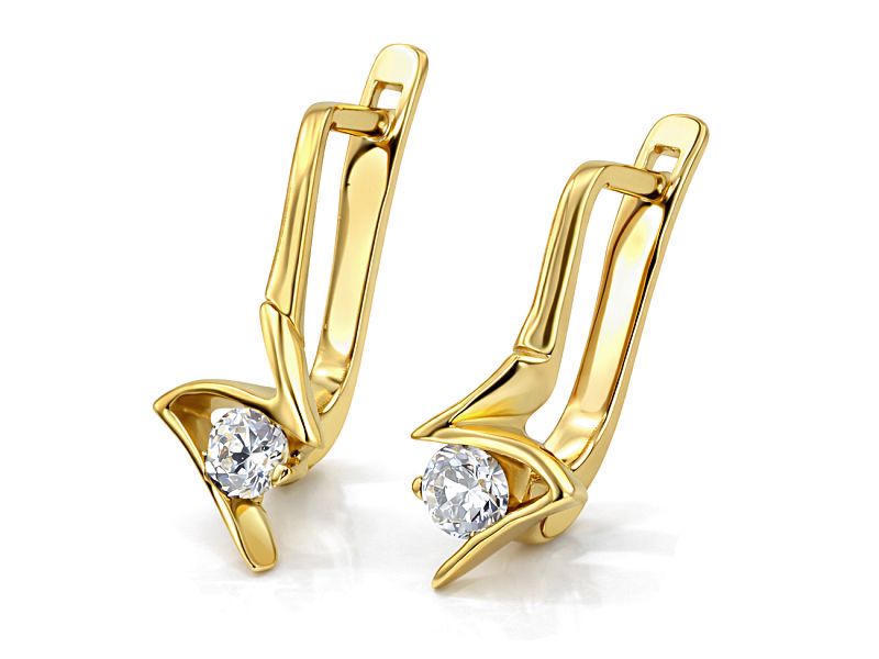 Złote kolczyki z brylantami żółte złoto - 8967br_SI_H