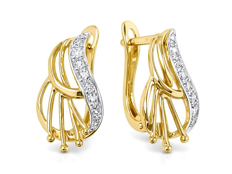 Złote kolczyki z cyrkoniami żółte złoto - 897