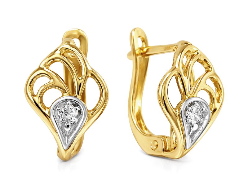 Złote kolczyki z cyrkoniami żółte złoto - 898