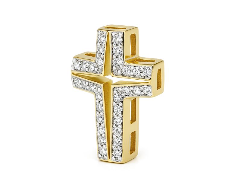 Złoty krzyżyk z brylantami - 89m_br