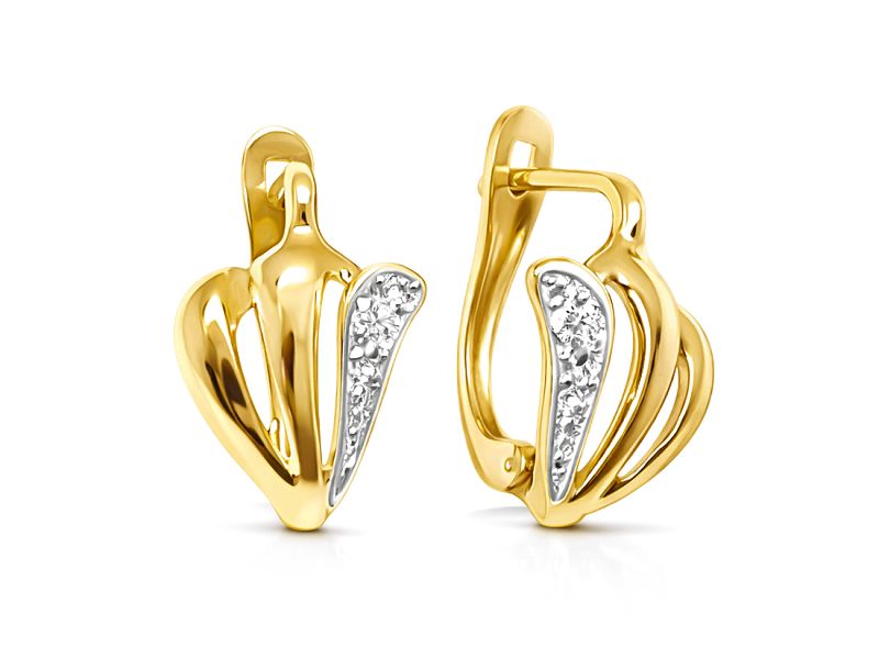 Złote kolczyki z cyrkoniami żółte złoto - 901