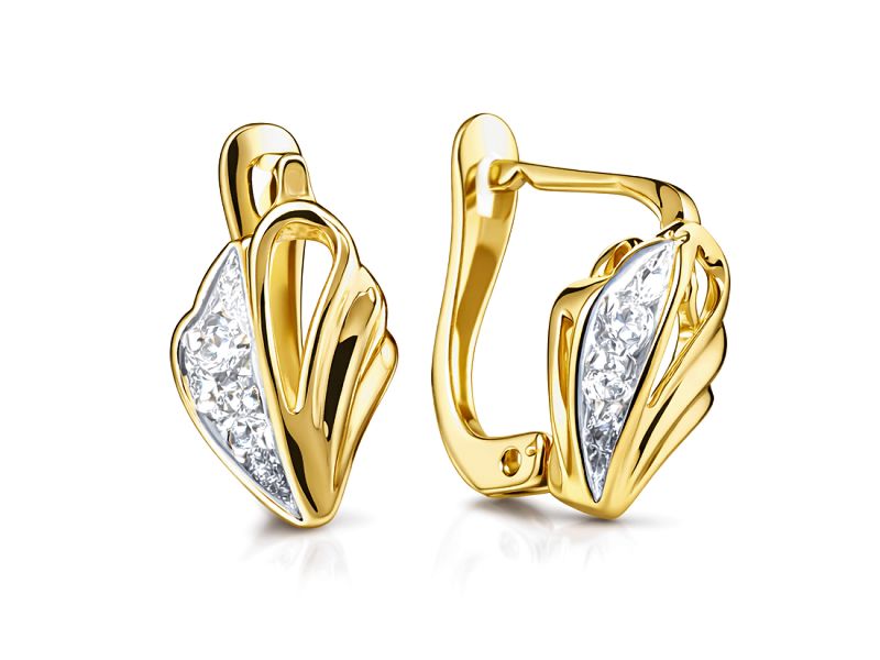 Złote kolczyki z cyrkoniami żółte złoto - 902
