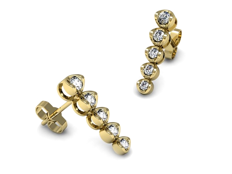 Złote kolczyki z brylantami żółte złoto - 9036z — zdjęcie 3