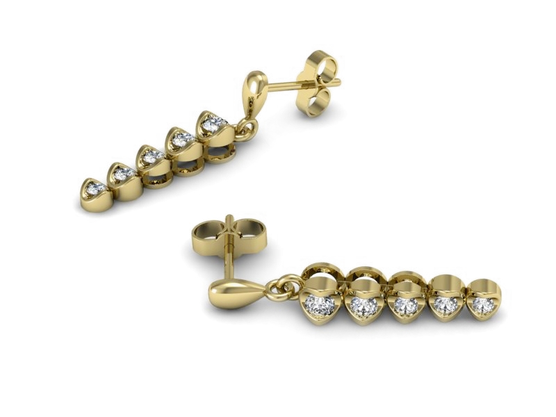 Złote kolczyki z brylantami żółte złoto - 9046z — zdjęcie 3
