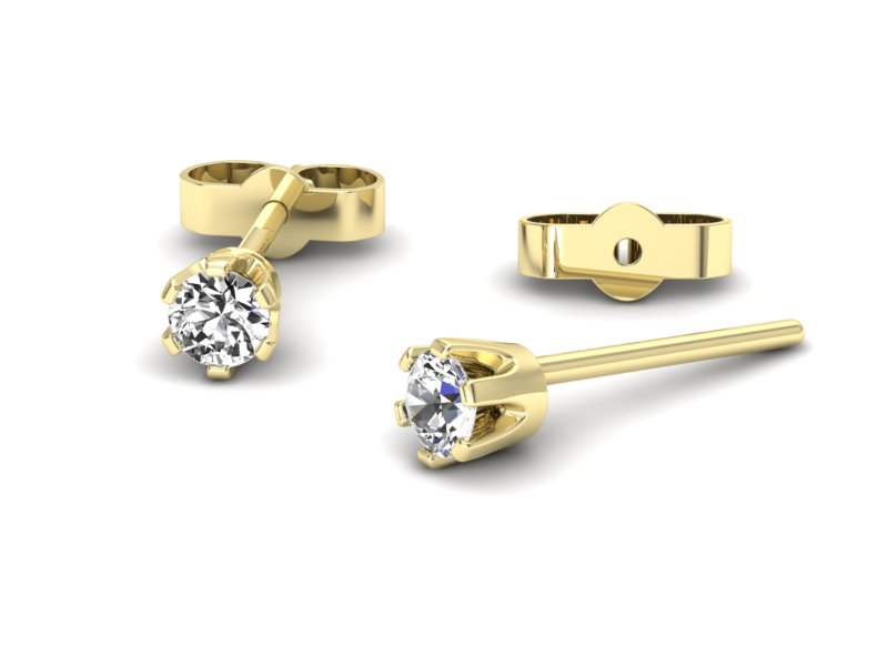 Złote kolczyki z brylantami żółte złoto - 9080z — zdjęcie 3