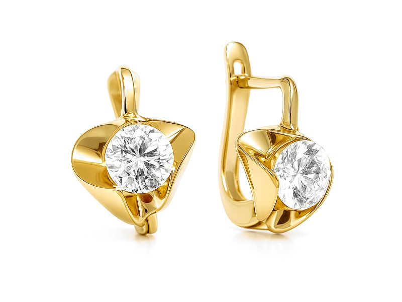 Złote kolczyki z cyrkoniami żółte złoto - 909