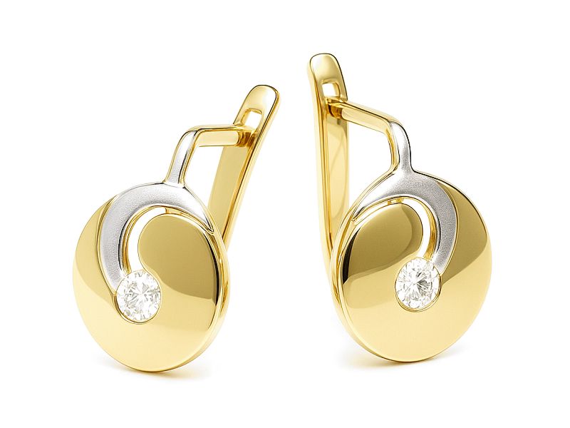 Złote kolczyki z cyrkoniami żółte złoto - 913