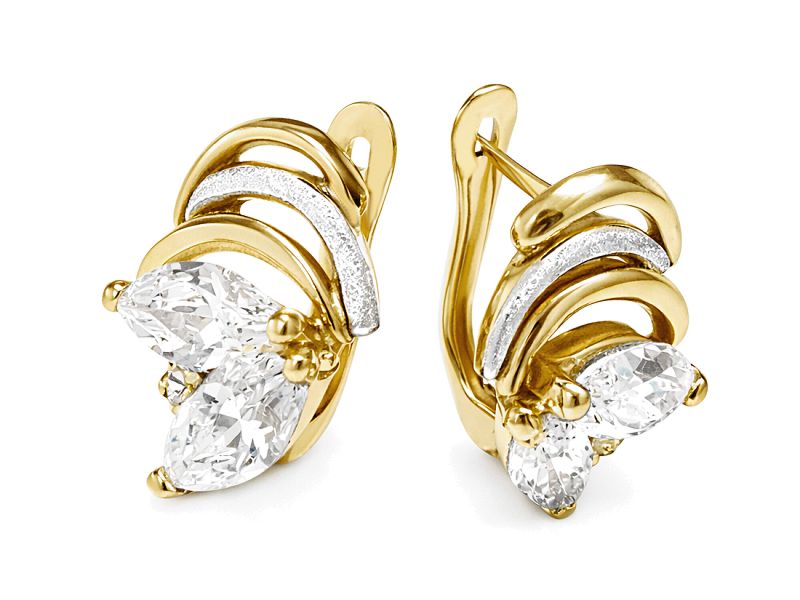 Złote kolczyki z cyrkoniami żółte złoto - 914