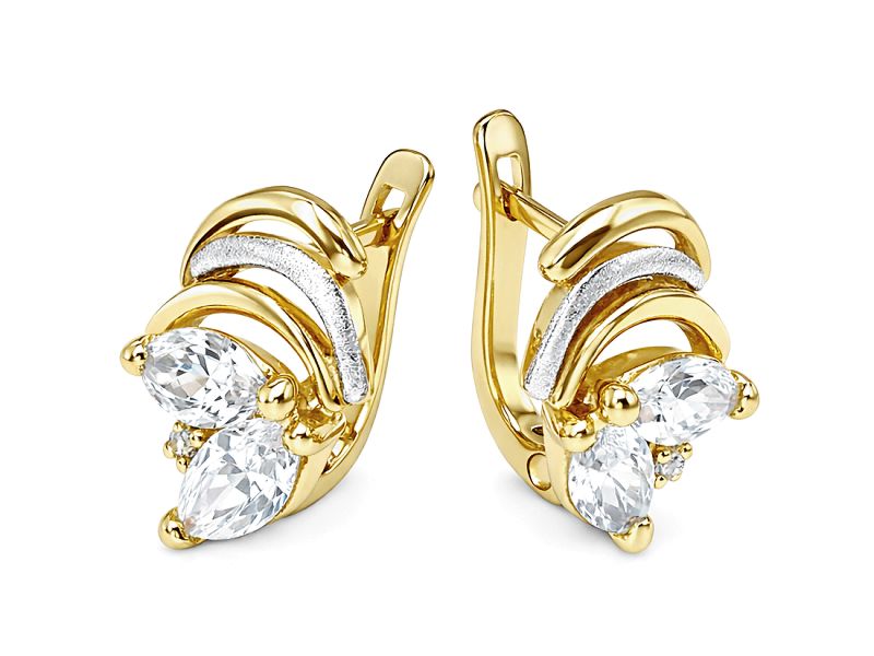 Złote kolczyki z cyrkoniami żółte złoto - 914k