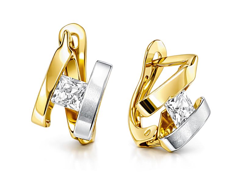Złote kolczyki z cyrkoniami żółte złoto - 915