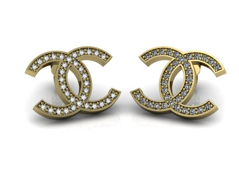 Złote kolczyki z diamentami - 9164k_SI — zdjęcie 2