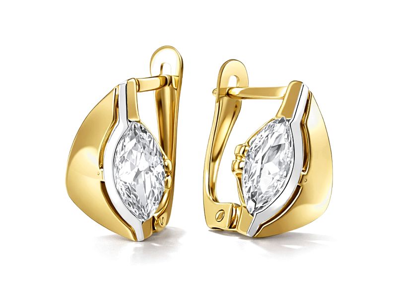 Złote kolczyki z cyrkoniami żółte złoto - 917