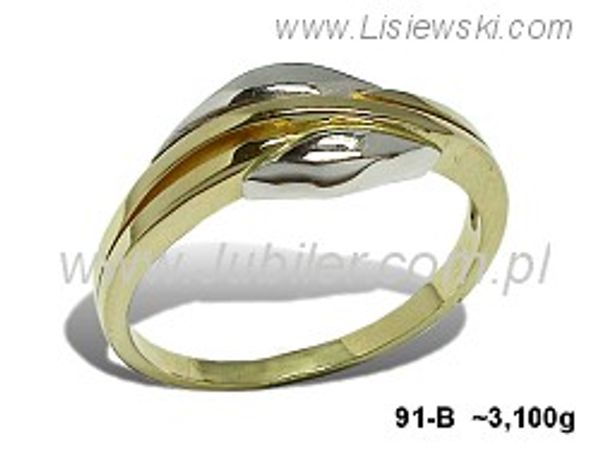 Pierścionek żółte złoto z elementami białego złota - 91b