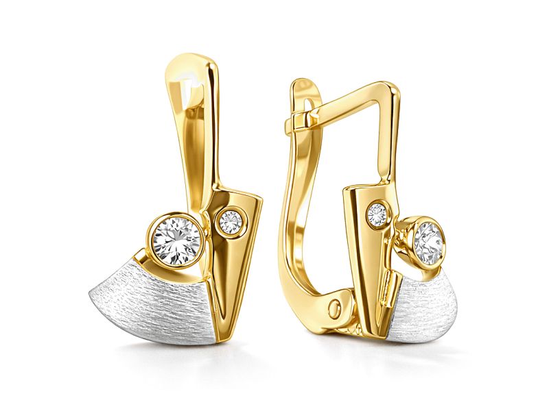 Złote kolczyki z cyrkoniami - 921
