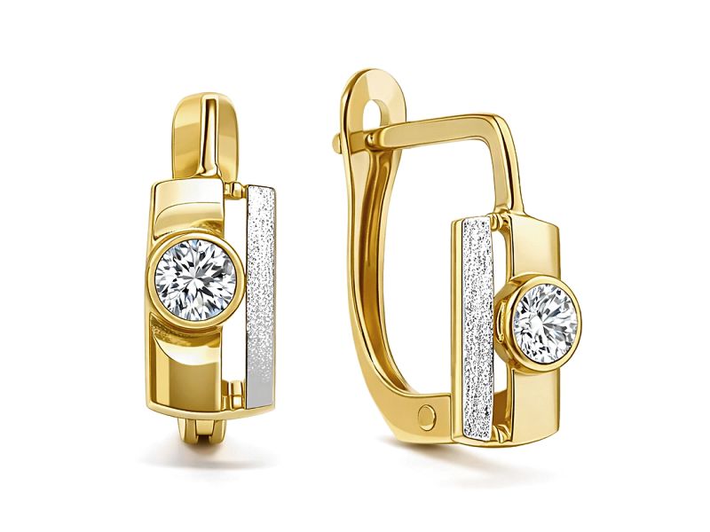 Złote kolczyki z cyrkoniami żółte złoto - 924