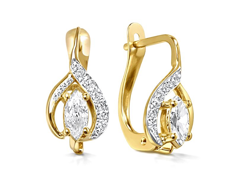 Złote kolczyki z cyrkoniami żółte złoto - 925