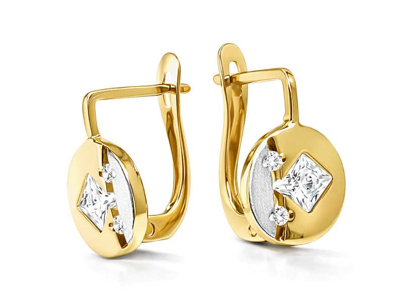 Złote kolczyki z cyrkoniami żółte złoto - 926