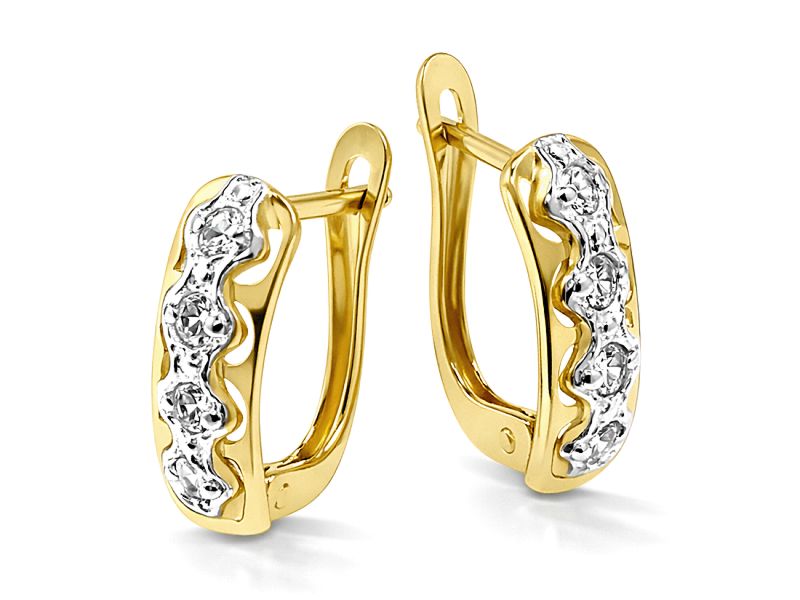 Złote kolczyki z cyrkoniami żółte złoto - 928