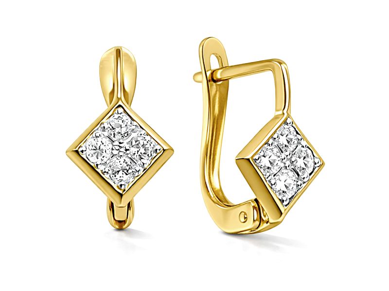 Złote kolczyki z cyrkoniami żółte złoto - 929