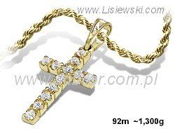 Krzyżyk z cyrkoniami żółte złoto próba 585 - 92m