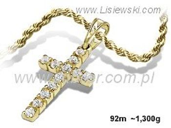 Krzyżyk z cyrkoniami żółte złoto próba 585 - 92m - 1