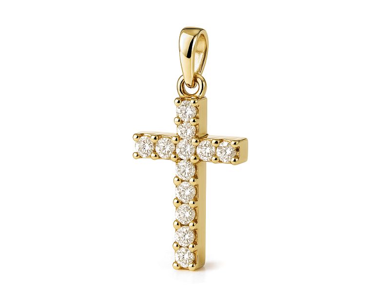 Złoty krzyżyk z brylantami złota zawieszka - 92m_br