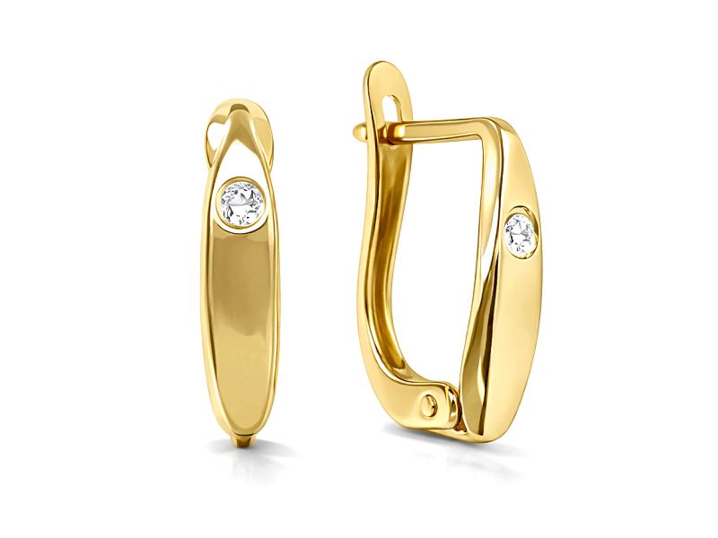 Złote kolczyki z cyrkoniami żółte złoto - 930