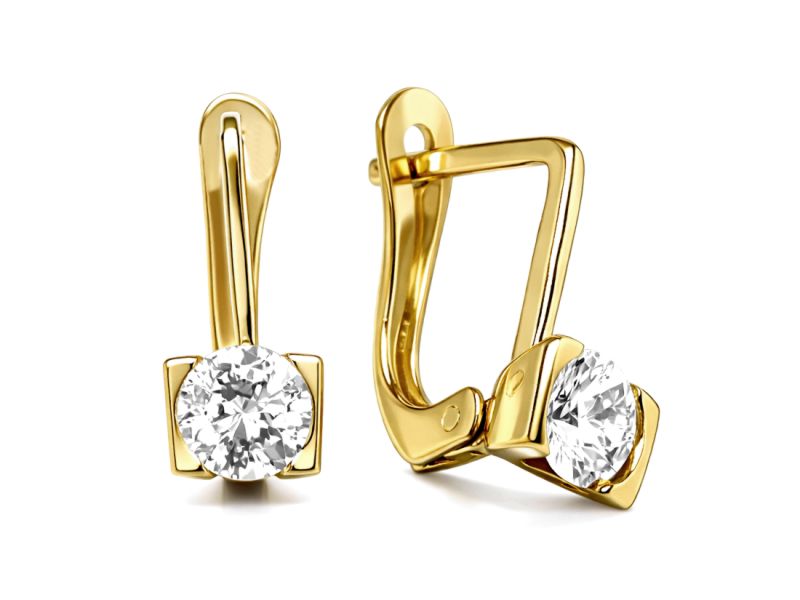 Złote kolczyki z cyrkoniami żółte złoto - 932