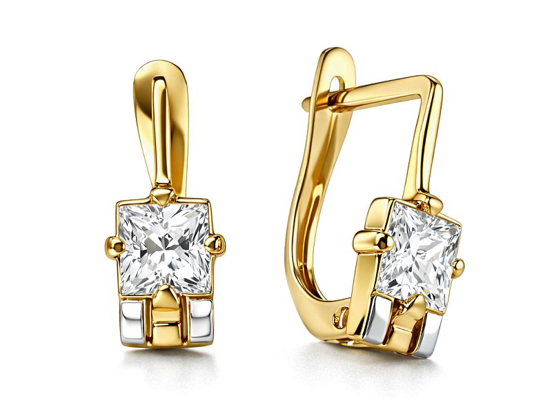 Złote kolczyki z cyrkoniami żółte złoto - 933