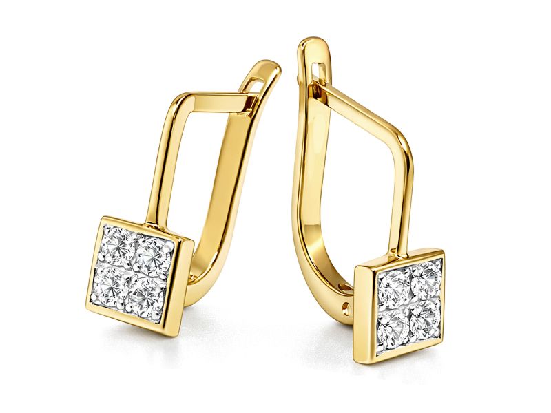 Złote kolczyki z cyrkoniami - 935