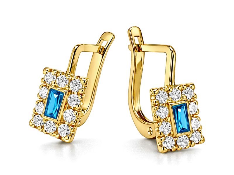 Kolczyki z cyrkoniami i szafirami syntetycznymi - 938