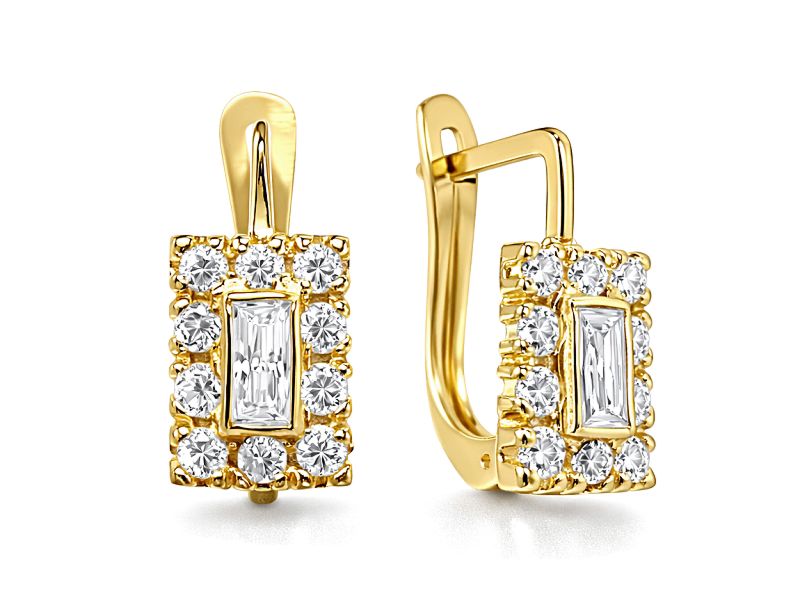 Złote kolczyki z cyrkoniami żółte złoto - 938a