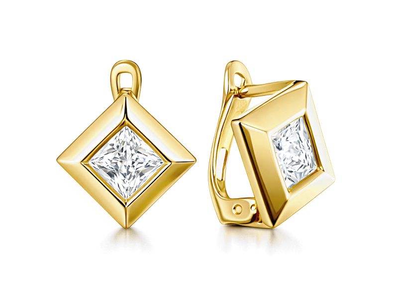 Złote kolczyki z cyrkoniami - 943