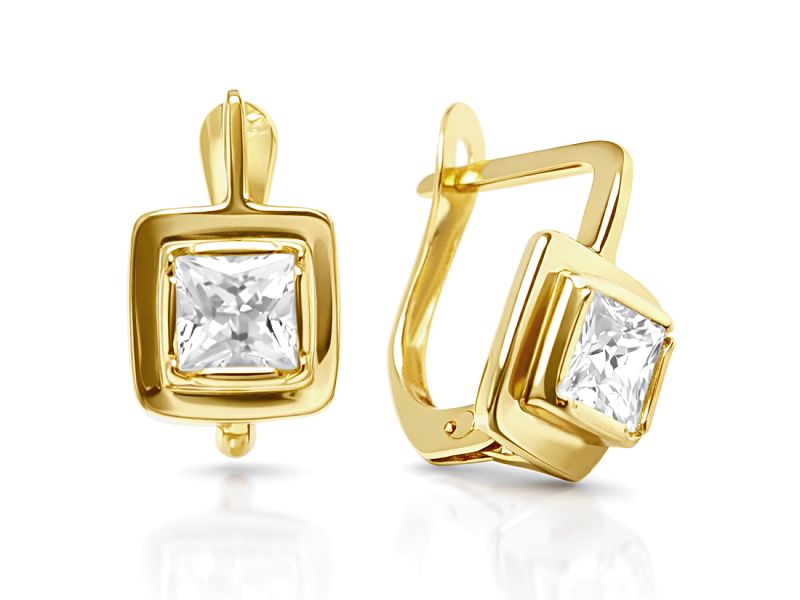 Złote kolczyki z cyrkoniami - 944