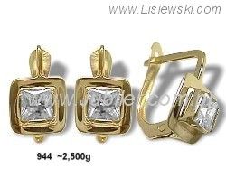 Złote Kolczyki z cyrkoniami żółte złoto proba 585 - 944