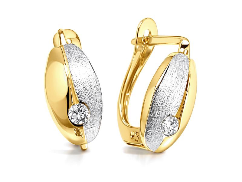 Złote kolczyki z cyrkoniami - 945