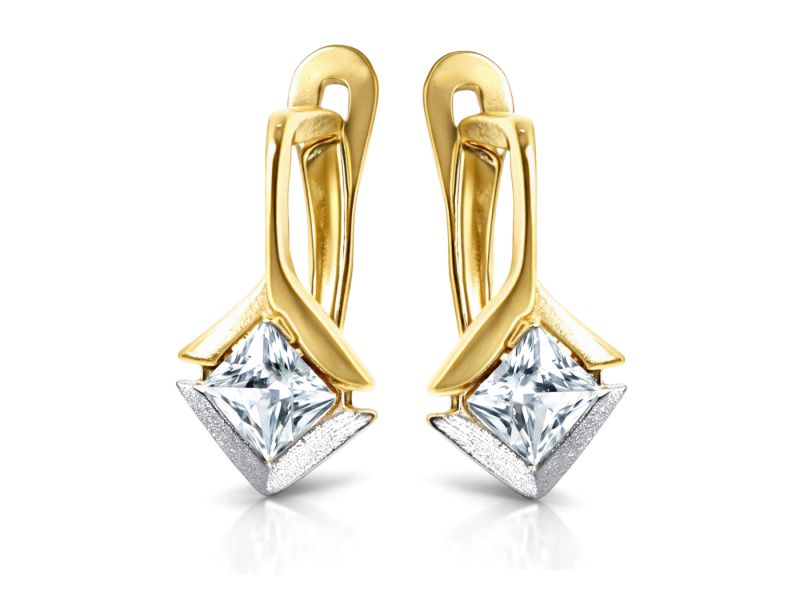 Złote kolczyki z cyrkoniami - 947