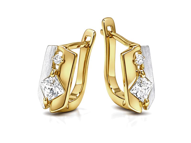 Złote kolczyki z cyrkoniami - 953