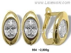 Złote Kolczyki z cyrkoniami żółte złoto proba 585 - 954 - 1