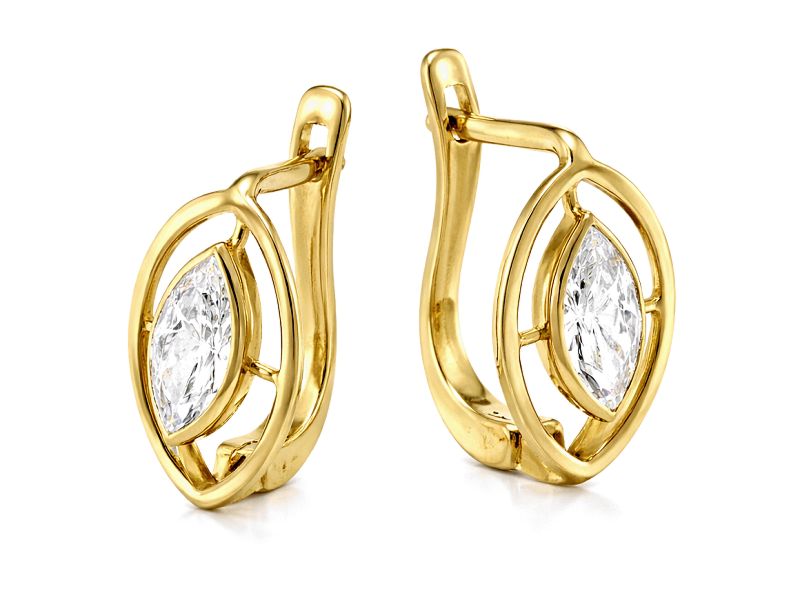 Złote kolczyki z cyrkoniami - 955